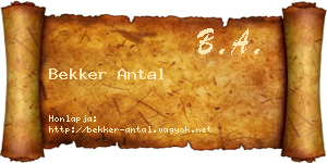 Bekker Antal névjegykártya